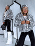 "CHRISTY FL209" faux fur jacket - black with white